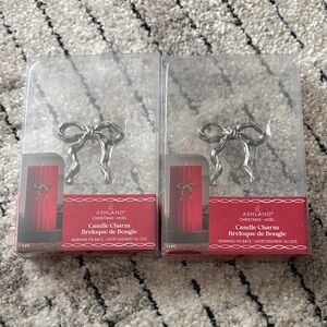NWT Ashland Silver Ribbon Bow Candle Charms - Set of 2 - Christmas/Holiday
